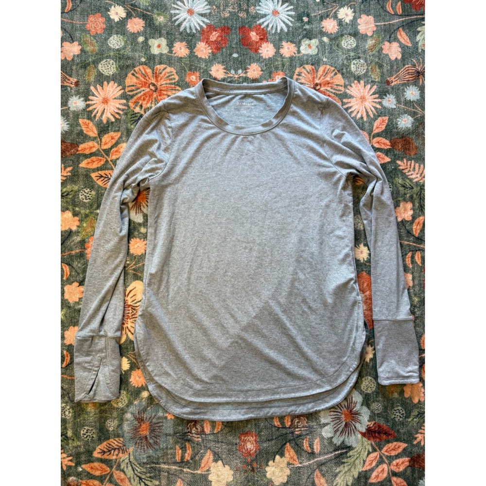 Athleta Uptempo Top Heathered Green Long Sleeve Thumbhole Shirt 382880 Womens M
